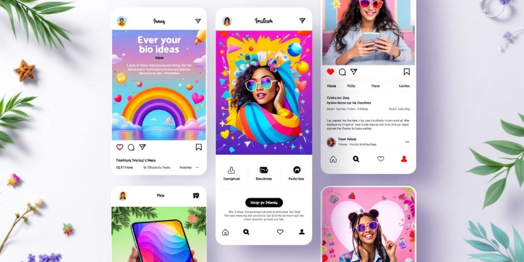 Colorful Instagram profile layout with creative graphics.