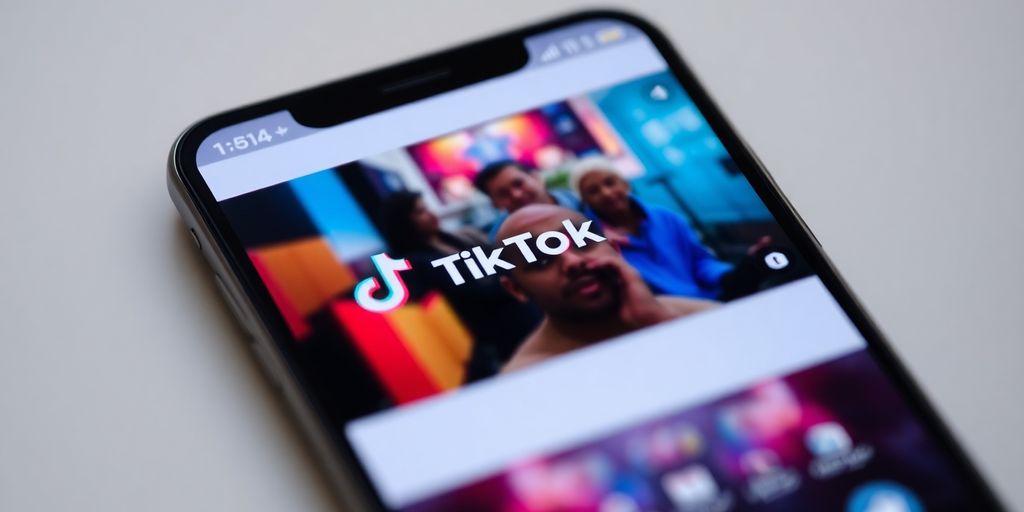 Smartphone displaying a colorful TikTok video interface.